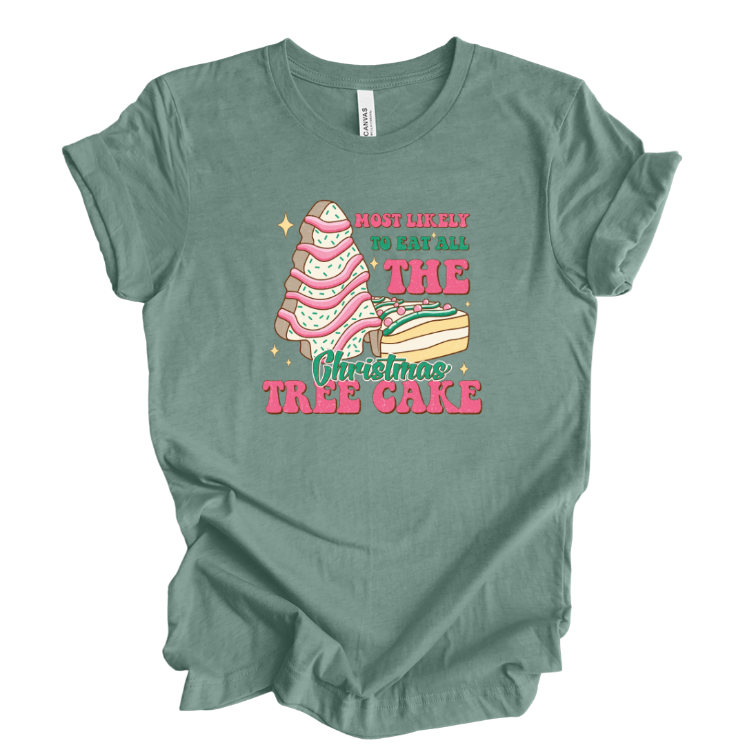 Kringle Krate Christmas Store “Most Likely to Eat All of the Christmas Tree Cakes” T-Shirt