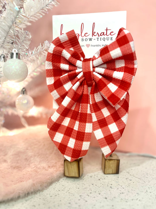 Kringle Krate Christmas Store Red Gingham Sailor Bow