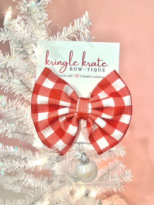 Kringle Krate Christmas Store 5” Red Gingham Bow