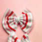 Kringle Krate Christmas Store Pink & Red Striped Bow