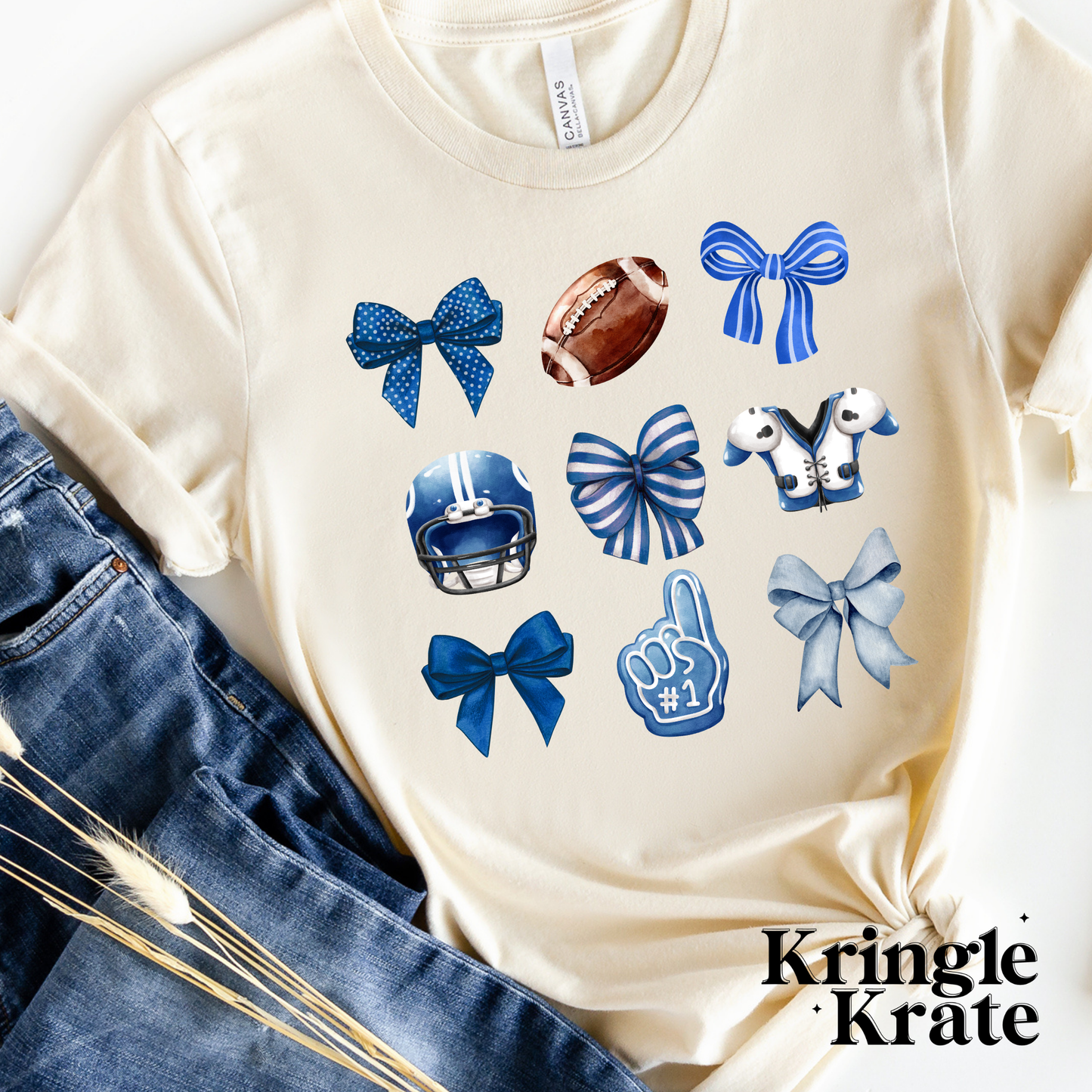 Kringle Krate Christmas Store Franklin Grizzlies Coquette Bow Graphic T-Shirt
