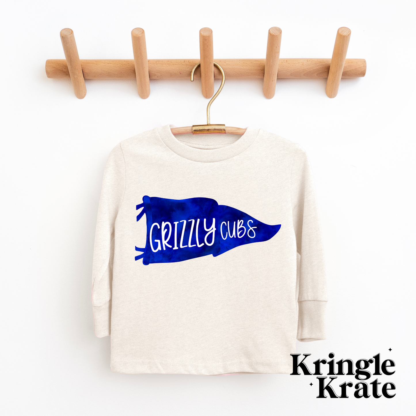 Kringle Krate Christmas Store Franklin Grizzly Cubs Pennant Banner Long-Sleeve Shirt