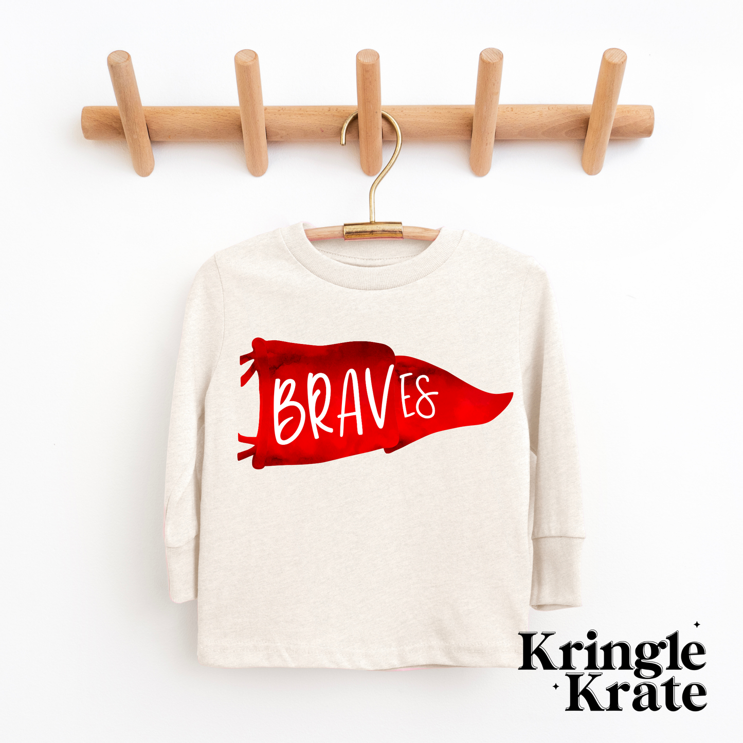 Kringle Krate Christmas Store Indian Creek Braves Pennant Banner Long-Sleeve Shirt