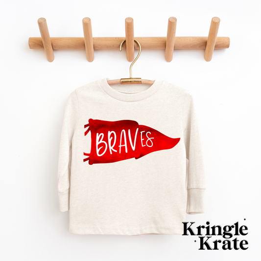 Kringle Krate Christmas Store Indian Creek Braves Pennant Banner Long-Sleeve Shirt