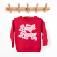 Kringle Krate Christmas Store Pink Santa Baby Chenille Patch Youth Crewneck Sweatshirt