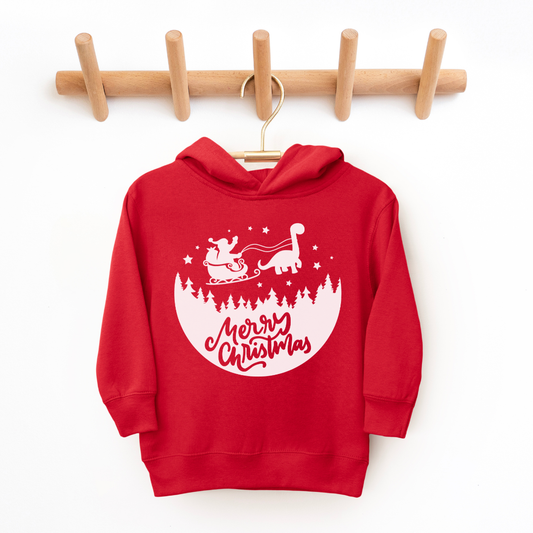 Kringle Krate Christmas Store Dino Sleigh Youth Hooded Sweatshirt