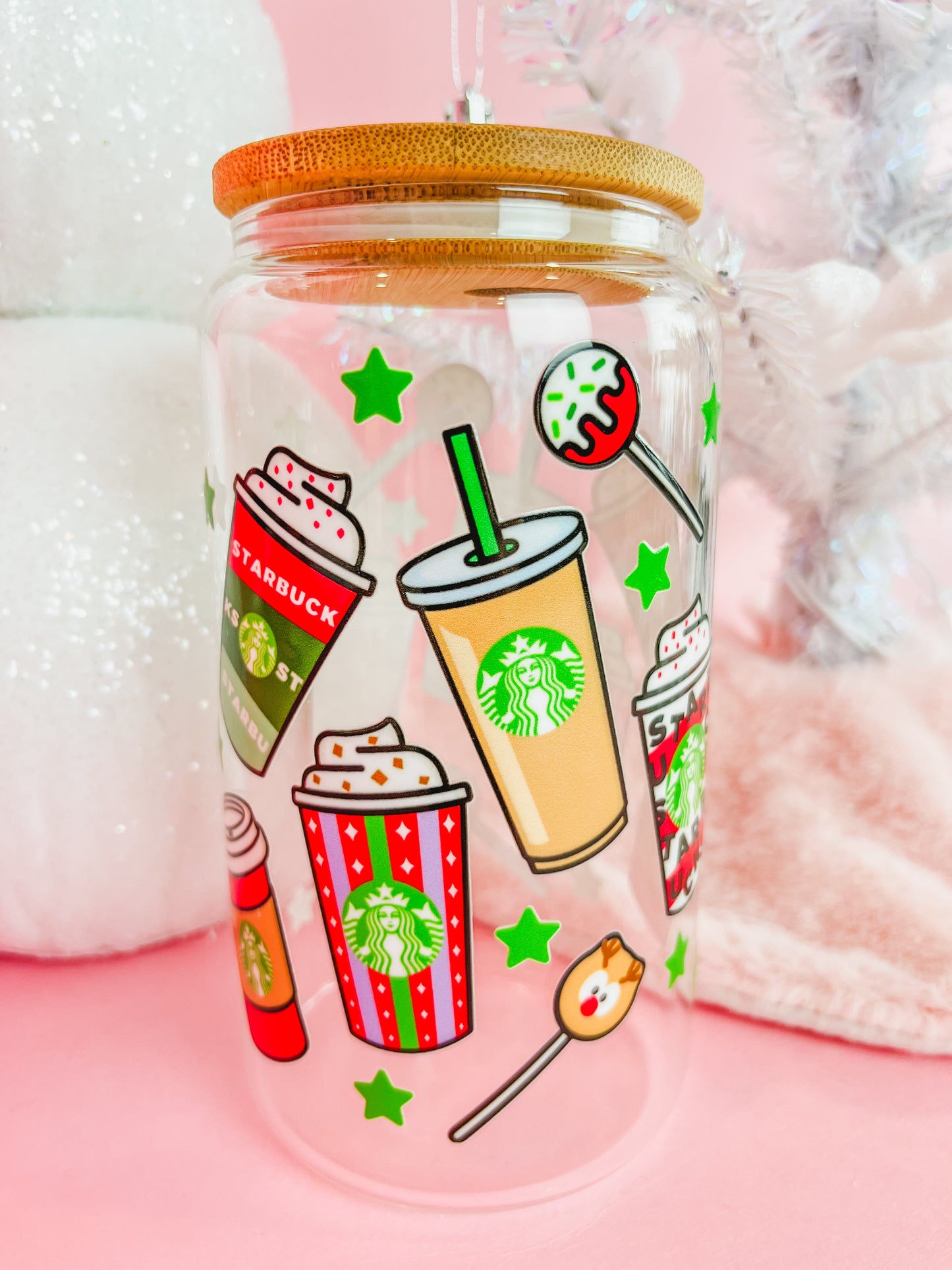 Kringle Krate Christmas Store Starbucks Inspired Coffee Lover Beer Can Glass