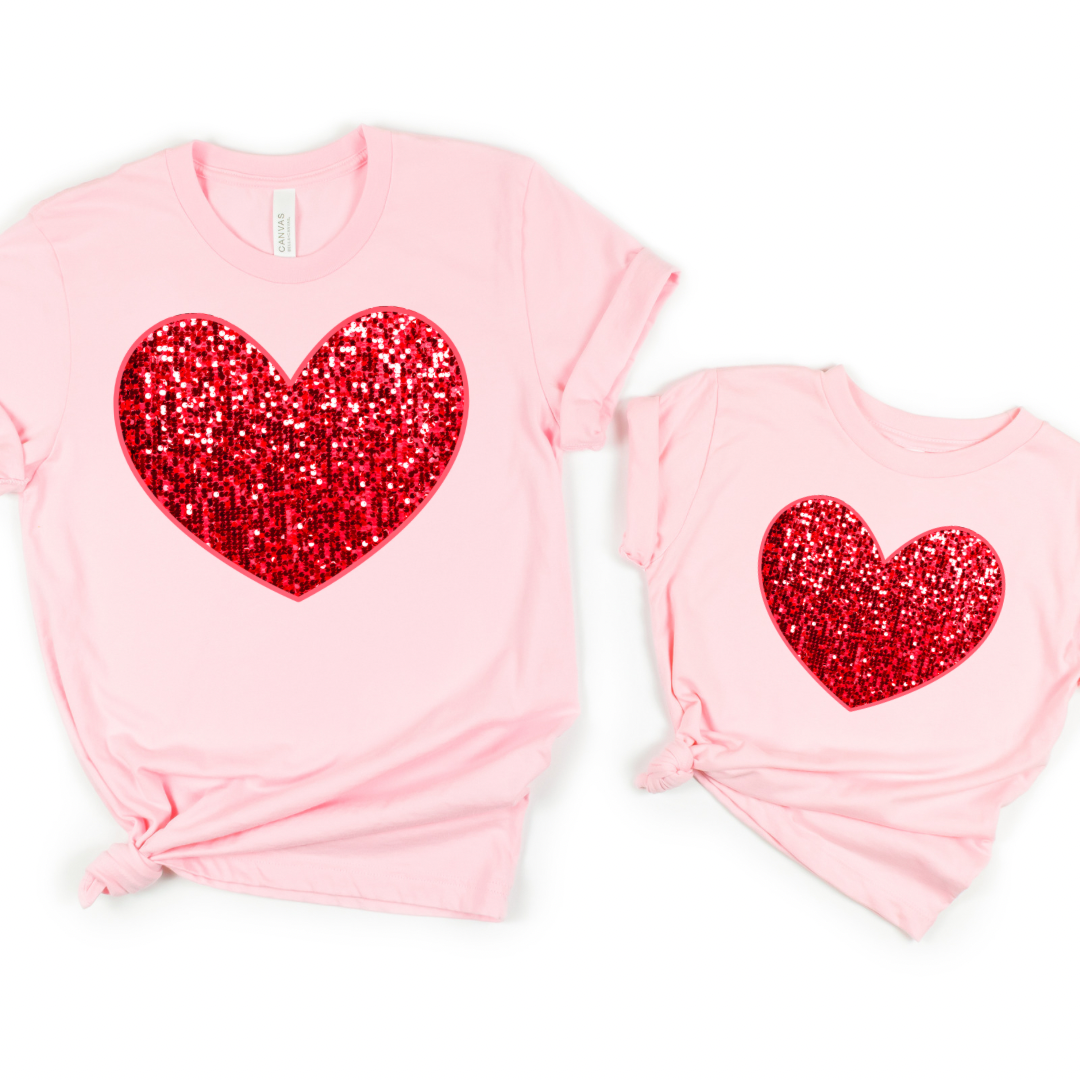 Sequin heart shop t shirt