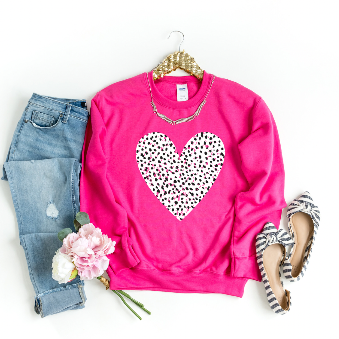Kringle Krate Christmas Store Dalmation Heart Sweatshirt