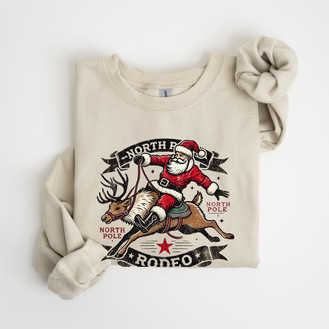 Kringle Krate Christmas Store North Pole Rodeo Crewneck Sweatshirt