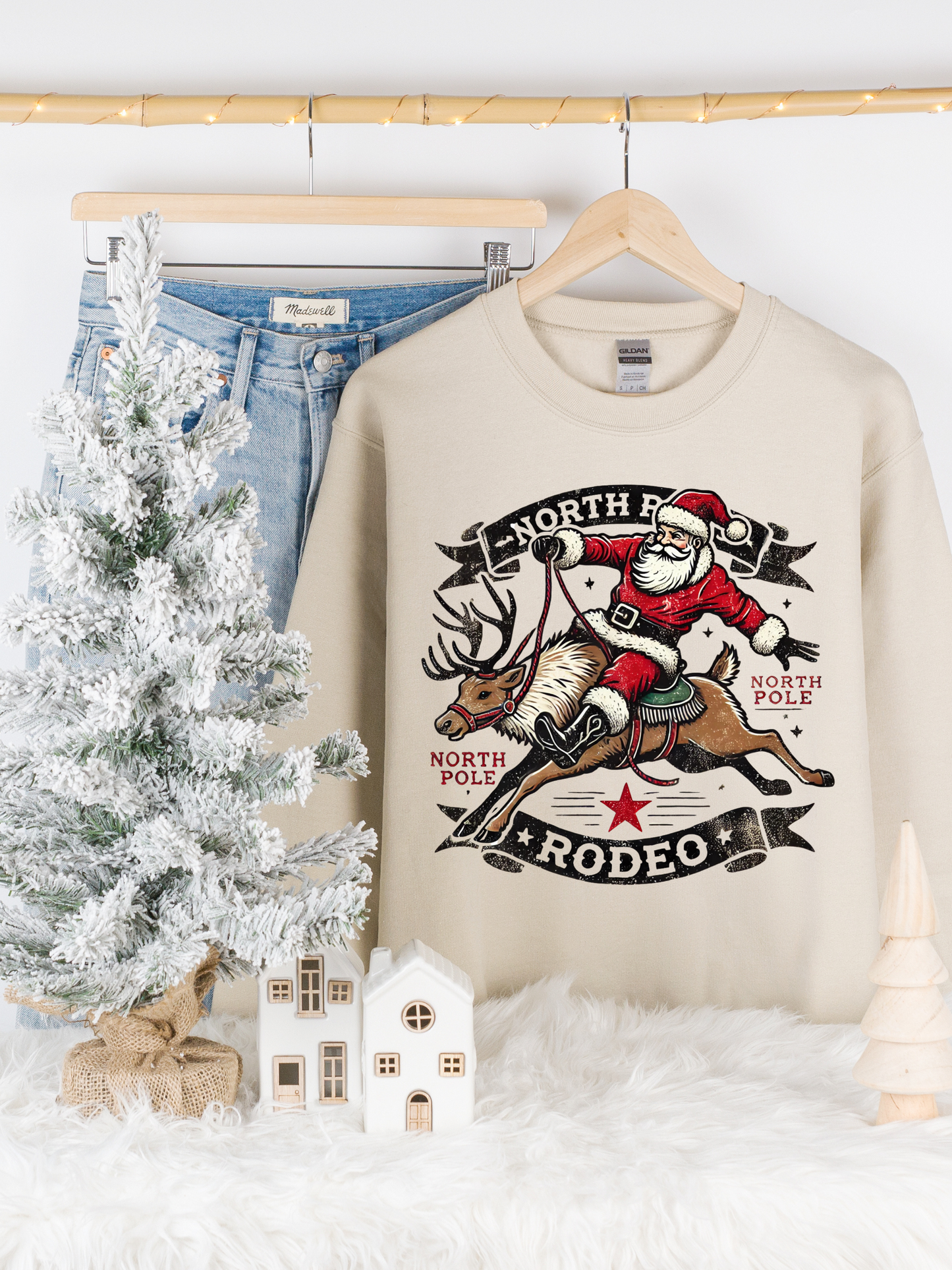 Kringle Krate Christmas Store North Pole Rodeo Crewneck Sweatshirt