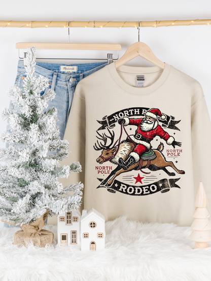 Kringle Krate Christmas Store North Pole Rodeo Crewneck Sweatshirt