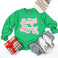 Kringle Krate Christmas Store Pink Santa Baby Chenille Patch Adult Crewneck Sweatshirt